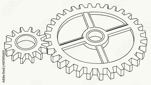 Interlocking Gears Mechanical Engineering Illustration Cogwheels Machine Parts Technology Design.