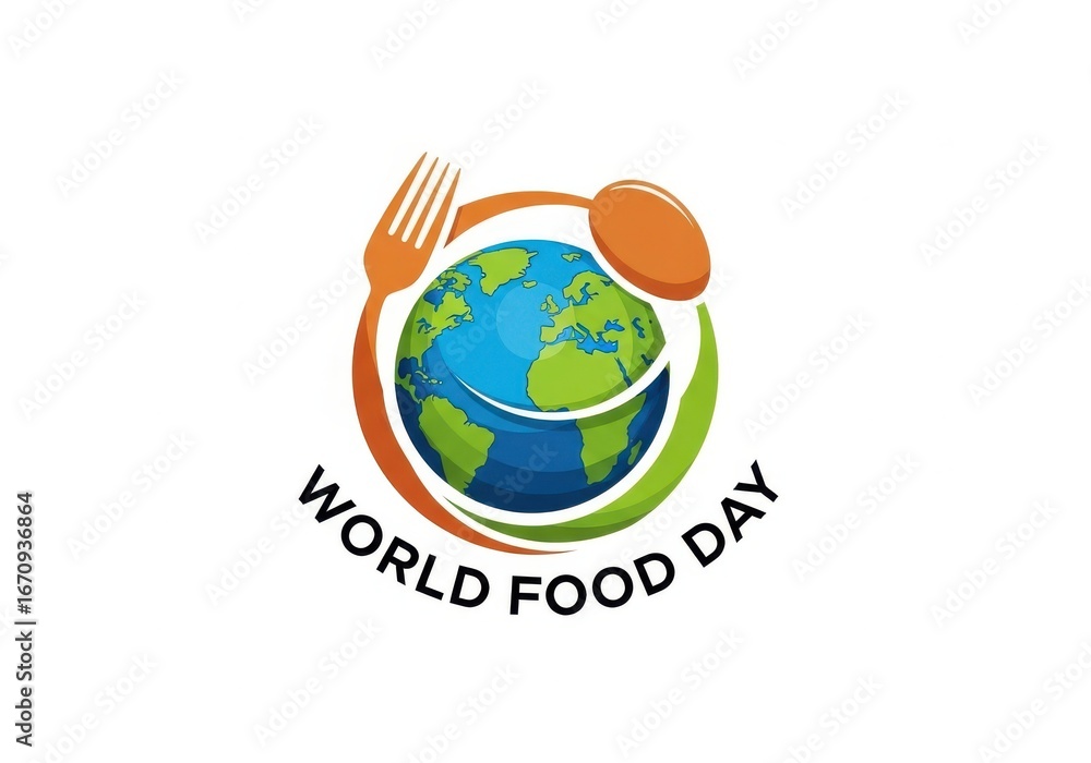 Fototapeta premium Earth Globe with Fork and Spoon for World Food Day Celebration