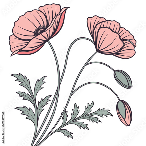 A poppy flower icon with a delicate, wavy petal structure.