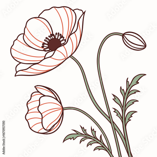 A poppy flower icon with a delicate, wavy petal structure.