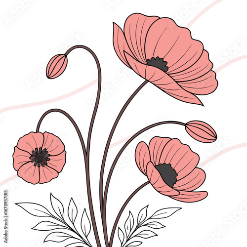 A poppy flower icon with a delicate, wavy petal structure.