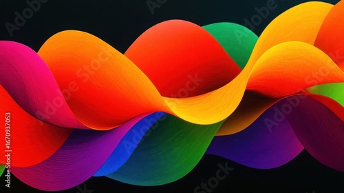 A vibrant, flowing wave of colors creating a dynamic visual effect.