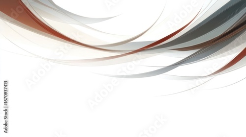Abstract design featuring flowing lines in soft colors on a white background.