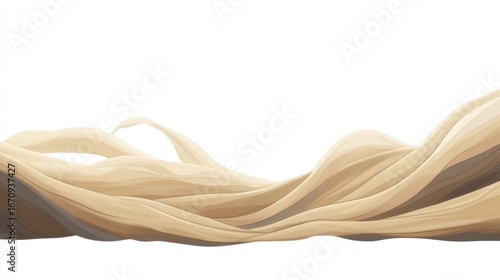 A flowing abstract representation of light beige waves on a white background.