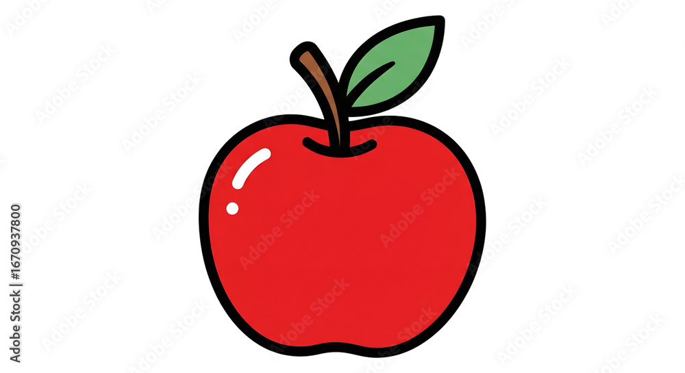 Fototapeta premium Red Apple Cartoon 2D Illustration Transparent Background