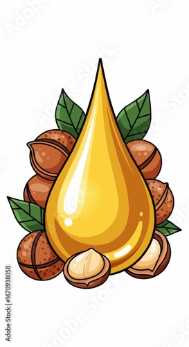 National day of macadamia nut september 4th vector macadamia nut oil benefits for skin and hair natural organic beauty product skincare essential oil treatment