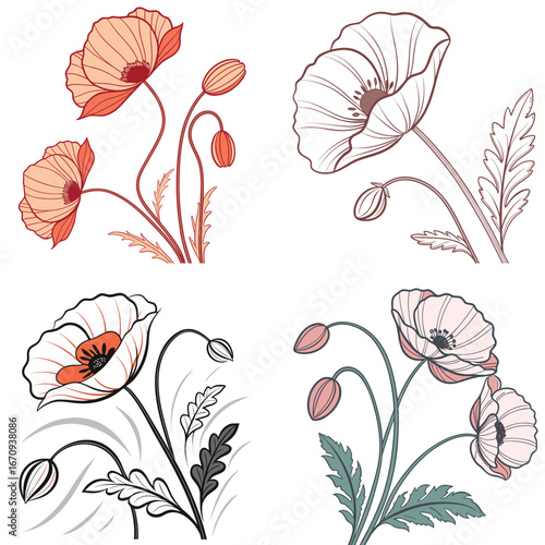 A poppy flower icon with a delicate, wavy petal structure.