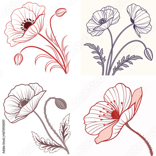 A poppy flower icon with a delicate, wavy petal structure.