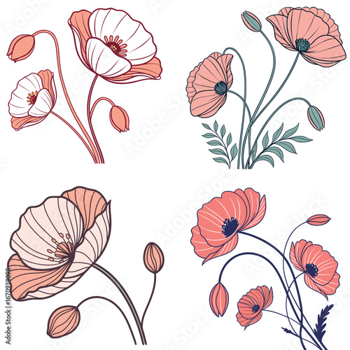 A poppy flower icon with a delicate, wavy petal structure.