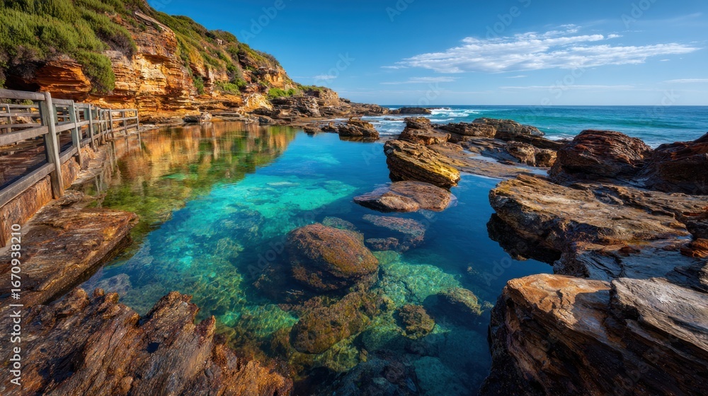 Fototapeta premium Coastal pool with turquoise water and rocks