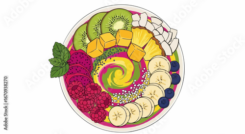 National day of macadamia nut september 4th vector delicious smoothie bowl with fresh fruits healthy breakfast food photography and vibrant color food styling idea