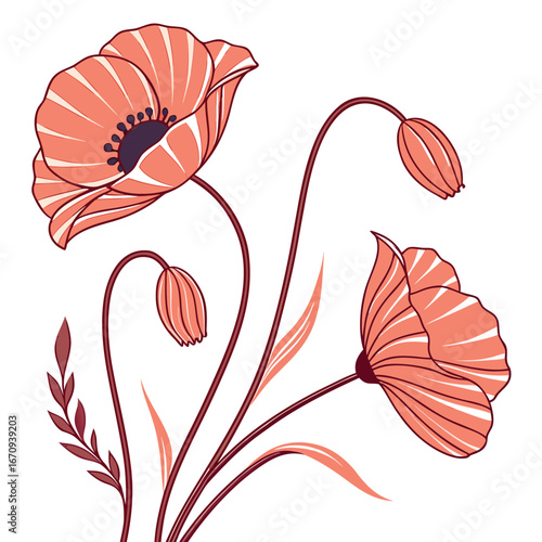 A poppy flower icon with a delicate, wavy petal structure.