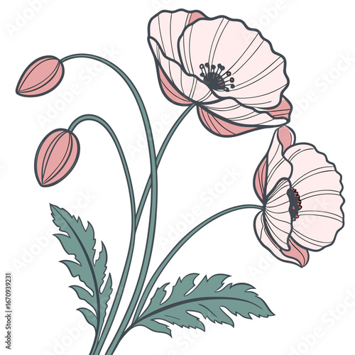 A poppy flower icon with a delicate, wavy petal structure.