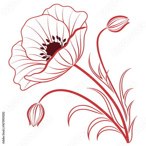A poppy flower icon with a delicate, wavy petal structure.