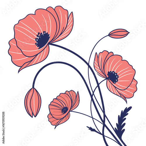 A poppy flower icon with a delicate, wavy petal structure.