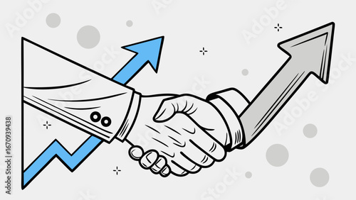 Handshaking and growth business partnership success concept illustration.