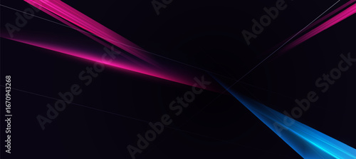 blue pink neon lines on black gradient background. tech product presentations