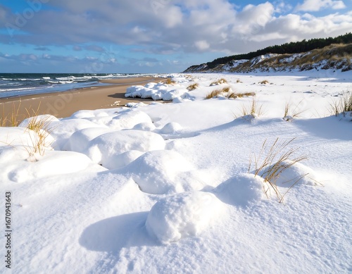Wallpaper Mural Snowy winter beach scene Torontodigital.ca
