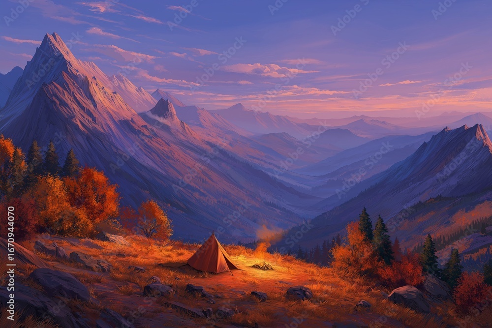 Fototapeta premium camping scene