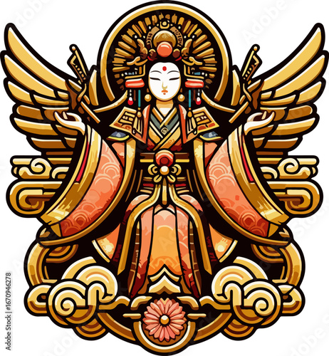 Decorative_Asian_Woman_Vector_Illustration_–_Traditional_Female_Artwork