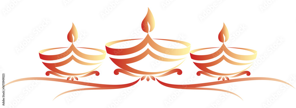 Obraz premium Red Diya diwali line art style
