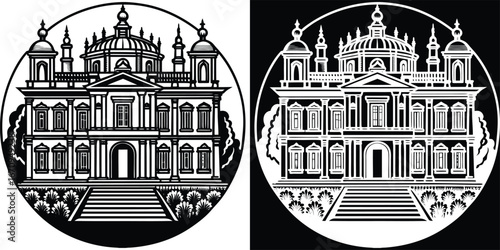 Elegant classical building facade design with grand staircase and ornate architecture, evoking history and prestige.