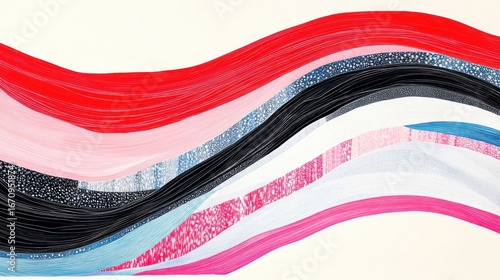 Abstract artwork featuring flowing lines in various colors and patterns.