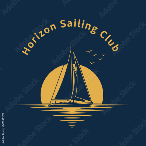 Sailboat logo for a sailing club at sunset.