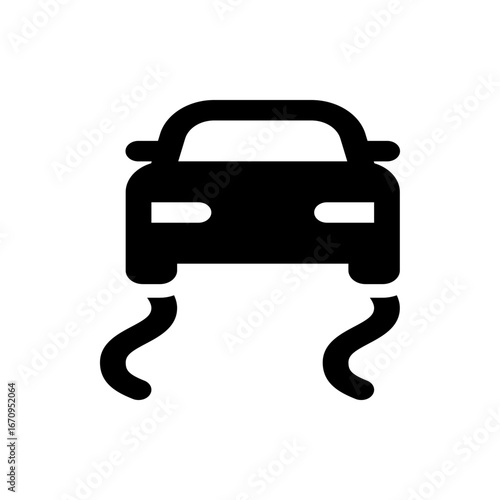 Iconic representation of a car skidding with visible tire tracks suggesting loss of control on the road