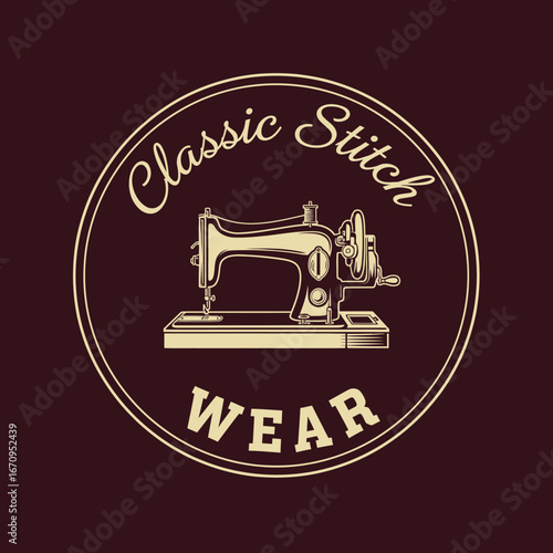 Vintage sewing machine logo. Classic Stitch Wear.