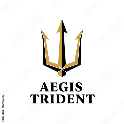 Aegis Trident logo design.  Bold, graphic trident symbol.