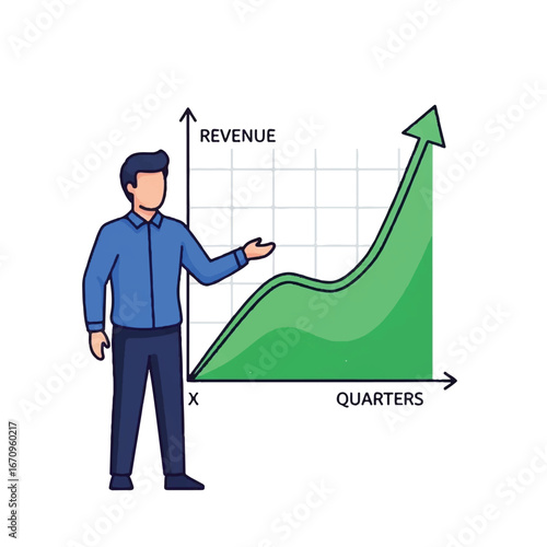 Person presenting revenue graph