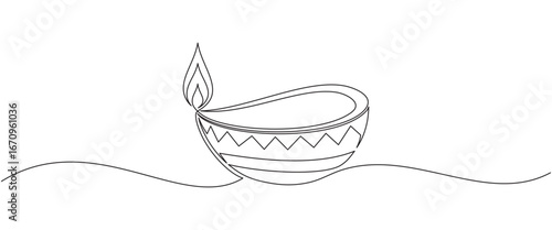 Diya diwali line art style