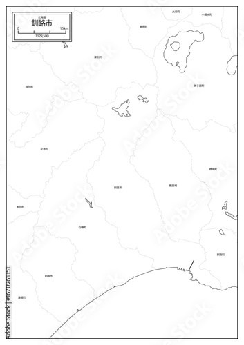 北海道釧路市の白地図データ