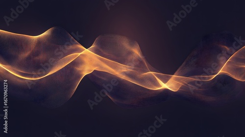 Abstract gold waves design on a dark background.