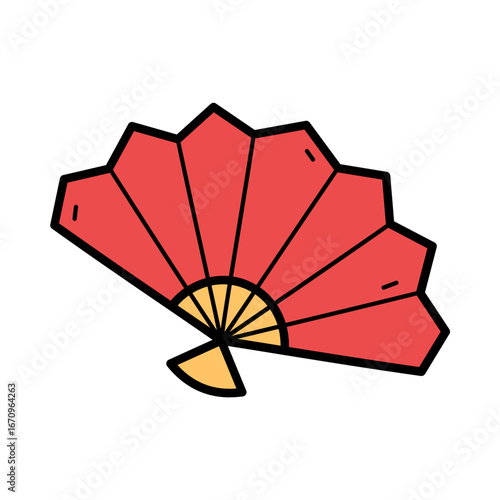 Vibrant Red Decorative Fan with Elegant Design