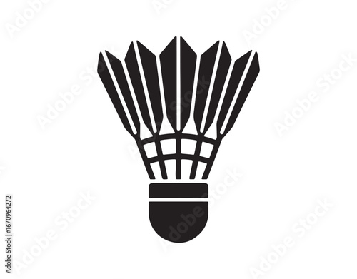 Vector icon of a badminton shuttlecock designed in glyph style for use on websites, apps, and UIs, isolated.