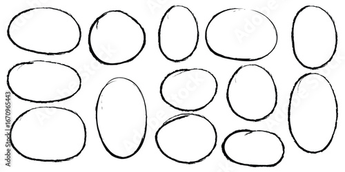 Hand drawn doodle grunge circle highlights. Charcoal pen round ovals. Marker scratch scribble in circle Round scrawl frames. Hand-Drawn Circle round Highlights Red Crayon, Marker,Pencil & Doodle Style