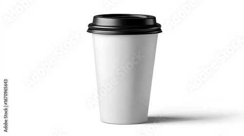 a plastic tumbler with double wall on white background with soft shadow