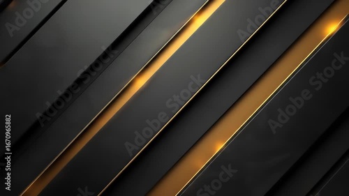 Abstract Video of Black and Gold Diagonal Lines with Light Effects