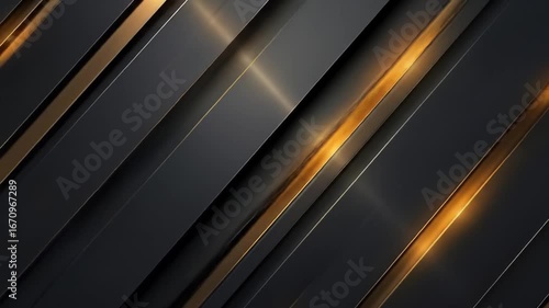 Sleek Abstract Video with Diagonal Gold Lines on Dark Background
