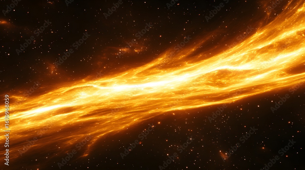 Obraz premium Fiery cosmic nebula streaks across the void.