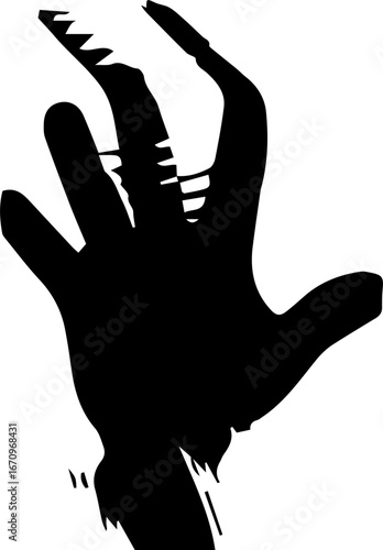 Black grunge abstract illustration silhouette with paint splatter effect isolated on white background. 