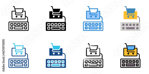 online shopping icon single set multiple style collection vector illustration 
