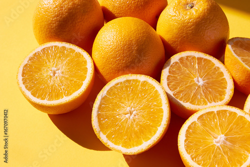 Fototapeta Naklejka Na Ścianę i Meble -  Orange fruits on a orange back