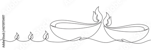 Diyas diwali line art style
