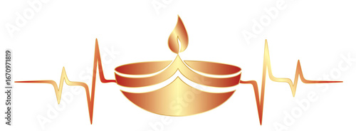 Diya diwali with heartbeat