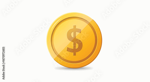 Shiny golden dollar coin symbolizing wealth and financial success, perfect for business concepts.