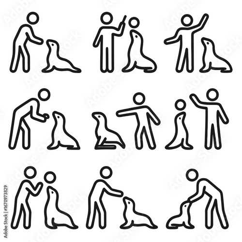 Seal Trainer and Animal Show Icons