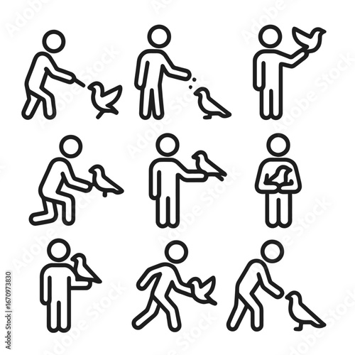 Man Training Bird and Animal Handling Pictograms